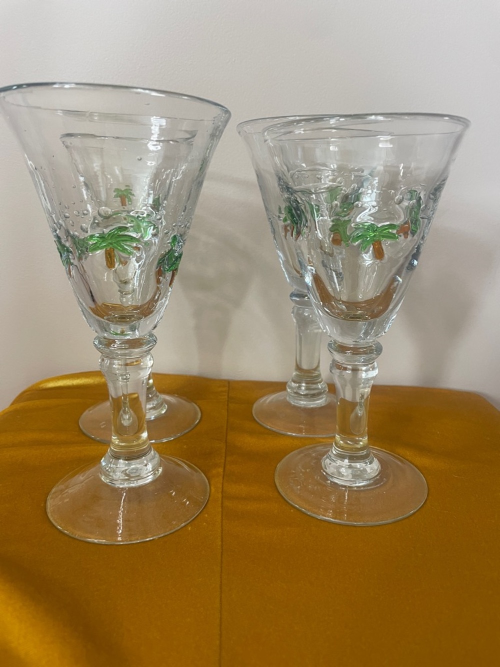 Global Amici Palm Tree Wine Goblets | Set of 4 | Tropical Glassware 🌴🍷